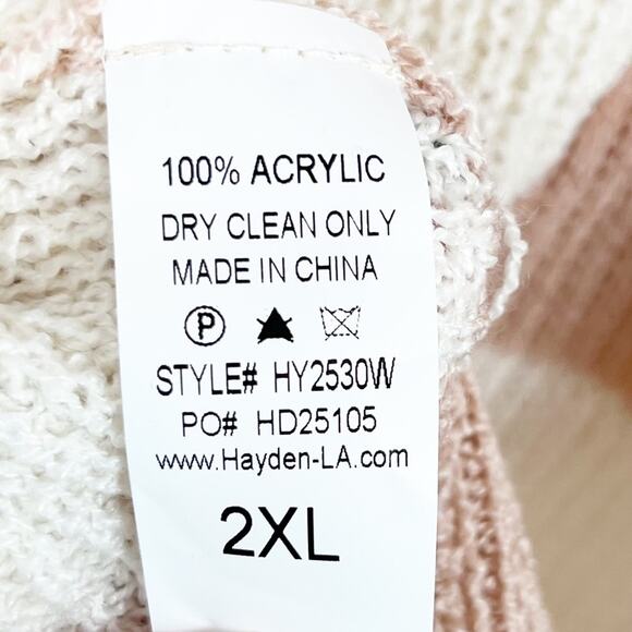 Hayden Plus Sweater Mauve Striped Loose Knit Round Cut Neck Comfy NWT 2XL - Picture 8 of 8